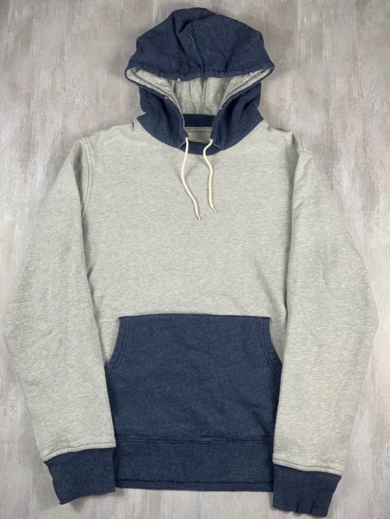 Lucky Brand Other - Vintage Late 2010s Mens Small Hoodie Sweatshirt Colorblock Grey Navy Pullover